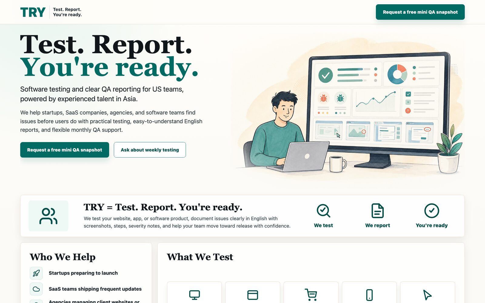 Try English software and website QA service homepage